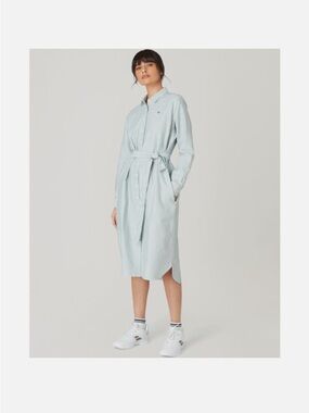 Striped Tie-Waist Shirt Dress in Green Stripe